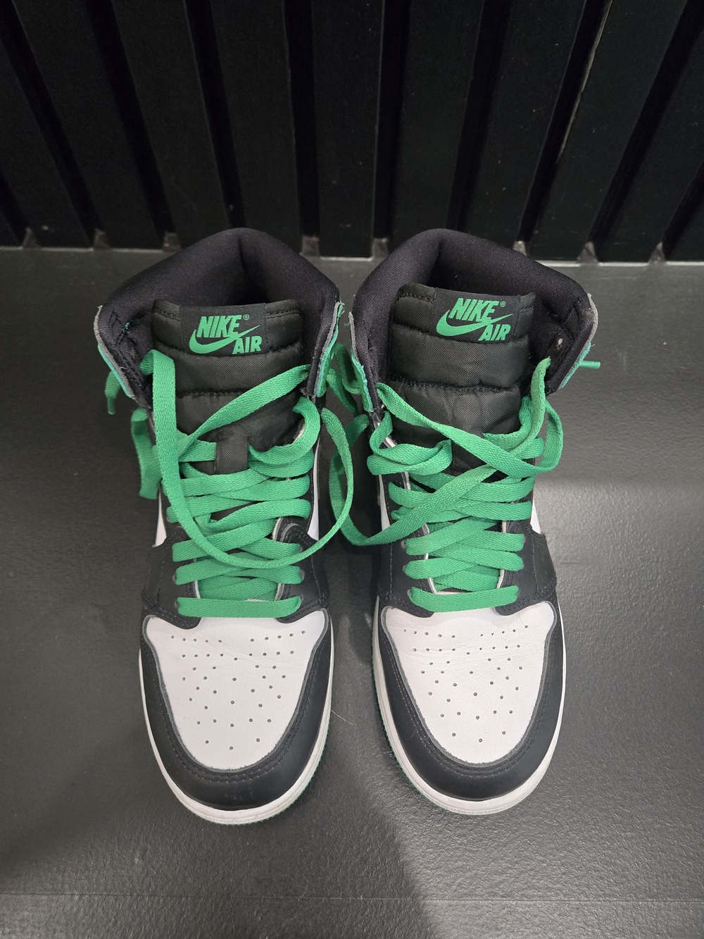 Nike Air Jordans - Kids High-Top Sneakers in Black, White & Green